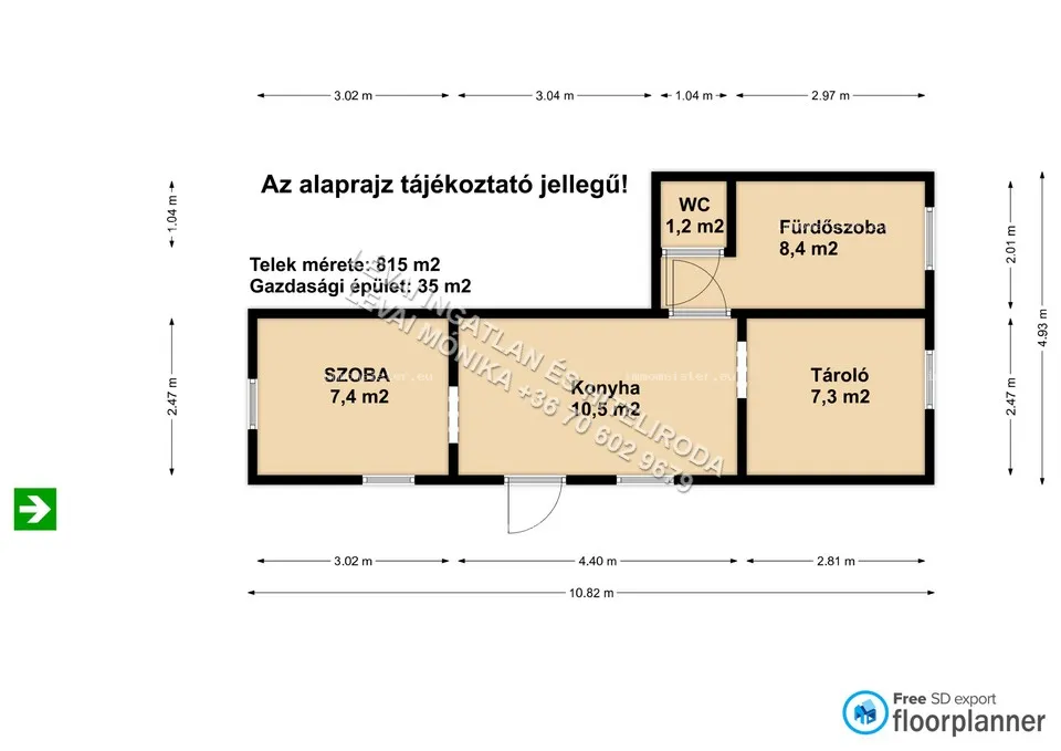 Békéscsabán, a Veszei Kertekben 35 m2-es gazdasági épület eladó