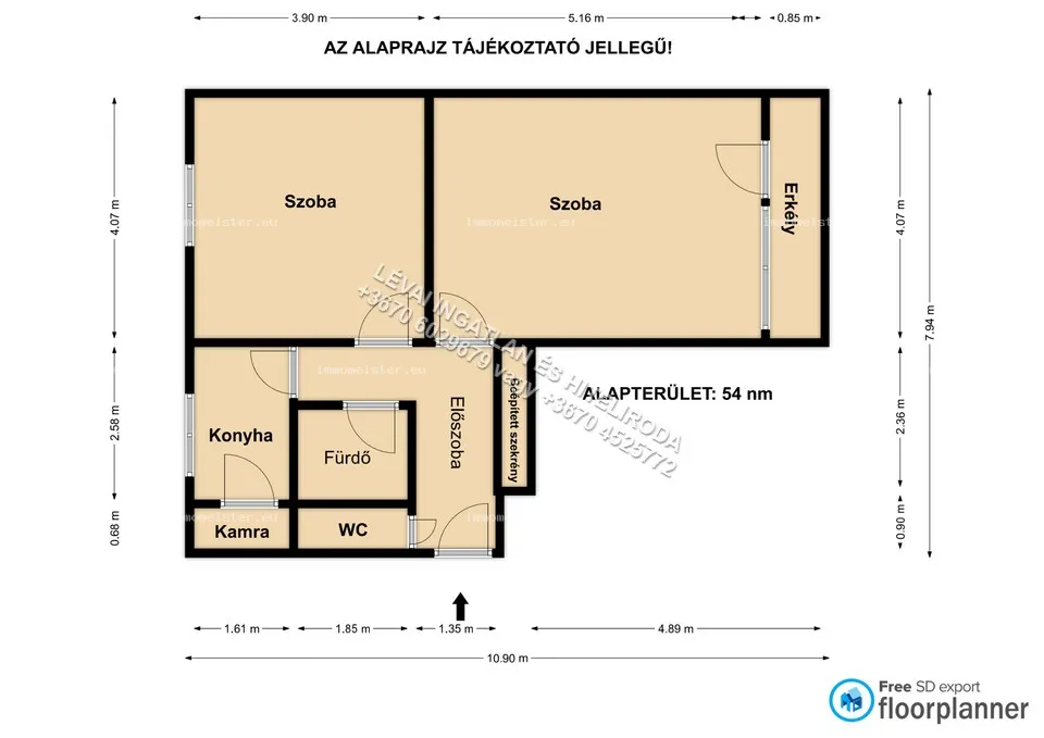 Erkélyes, 2 szobás lakás eladó Békéscsabán